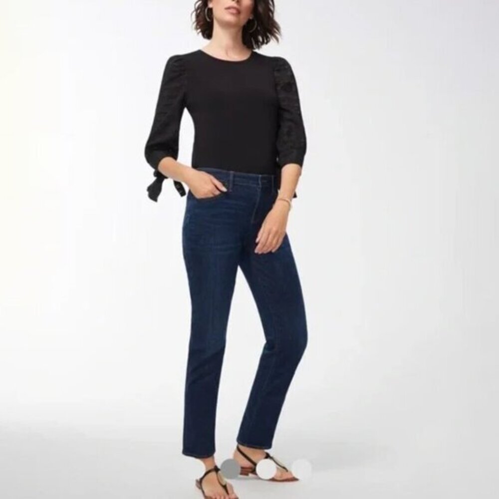Chico’s Platinum Dark Wash Ultimate Fit Slim Leg‎ Jeans Size 0.5 Converts to a 6